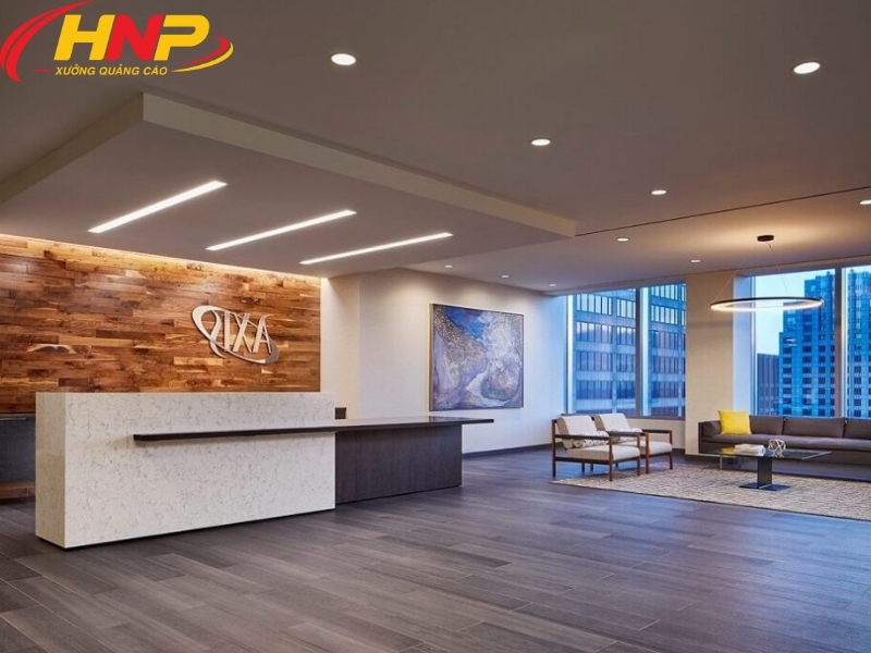 Backdrop Văn Phòng Hiện Đại Đẹp, Tinh Gọn Và Nâng Tầm Hình Ảnh Doanh Nghiệp 10 biển logo lễ tân
