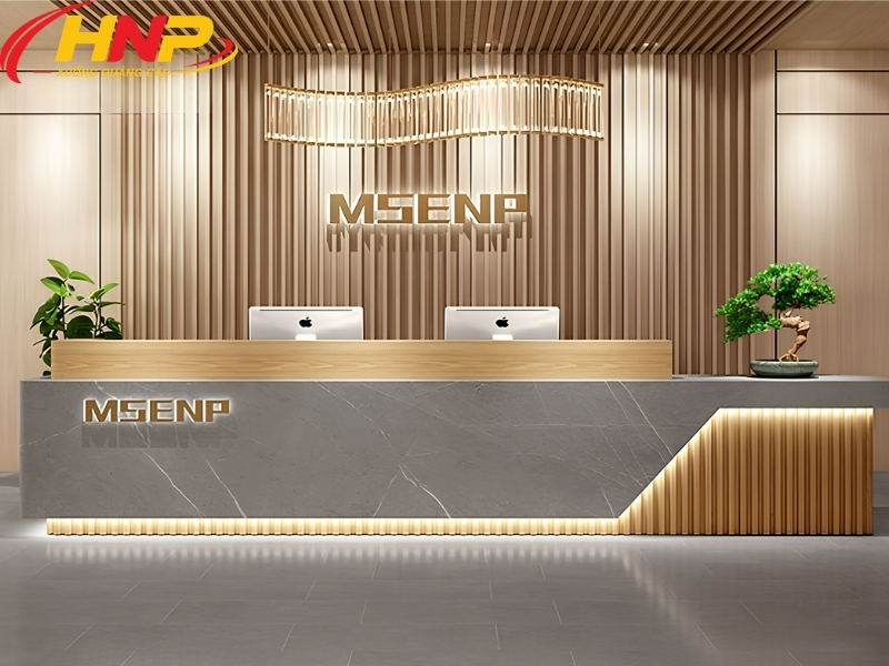 Backdrop Quầy Tiếp Tân Đẹp: Mẫu Thiết Kế Ấn Tượng Cho Văn Phòng Hiện Đại 17 backdrop lễ tân Hà Đông